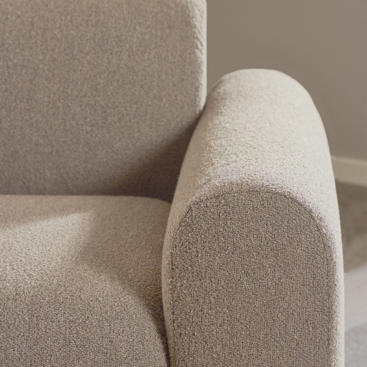 Midfield Left Hand Facing 2 Seater Chaise Longue in Boucle Beige Fabric