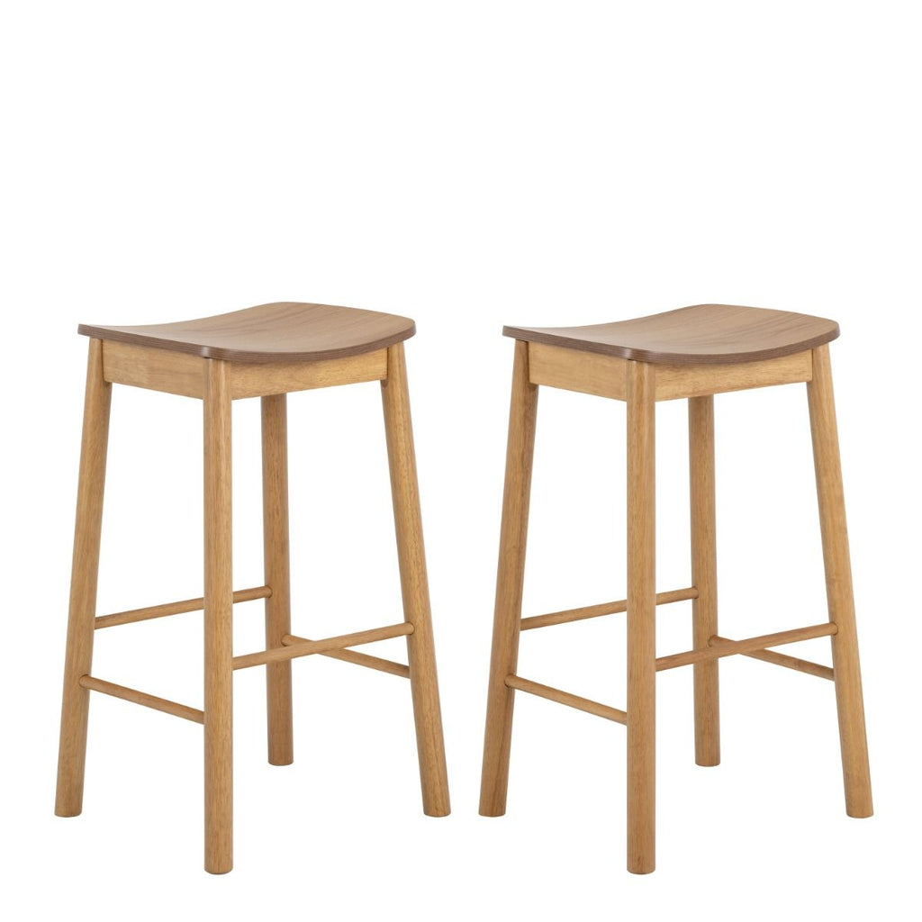 Barlow Bar Table in Matt Oak Includes 2 Barlow Bar Stool Without Back in Matt Oak