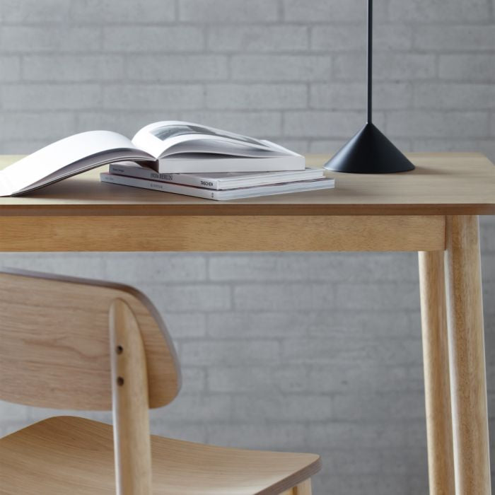 Barlow Rectangular Dining Table in Matt Oak includes 4 Barlow Dining Chair in Matt Oak