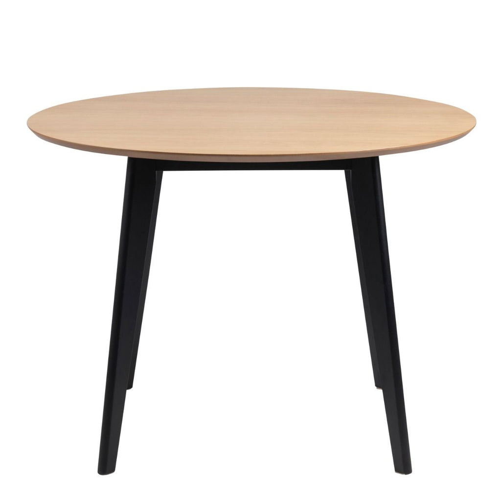 Roxby Round Dining Table in Oak & Black includes 4 Roxby Dining Chairs in Black and Oak