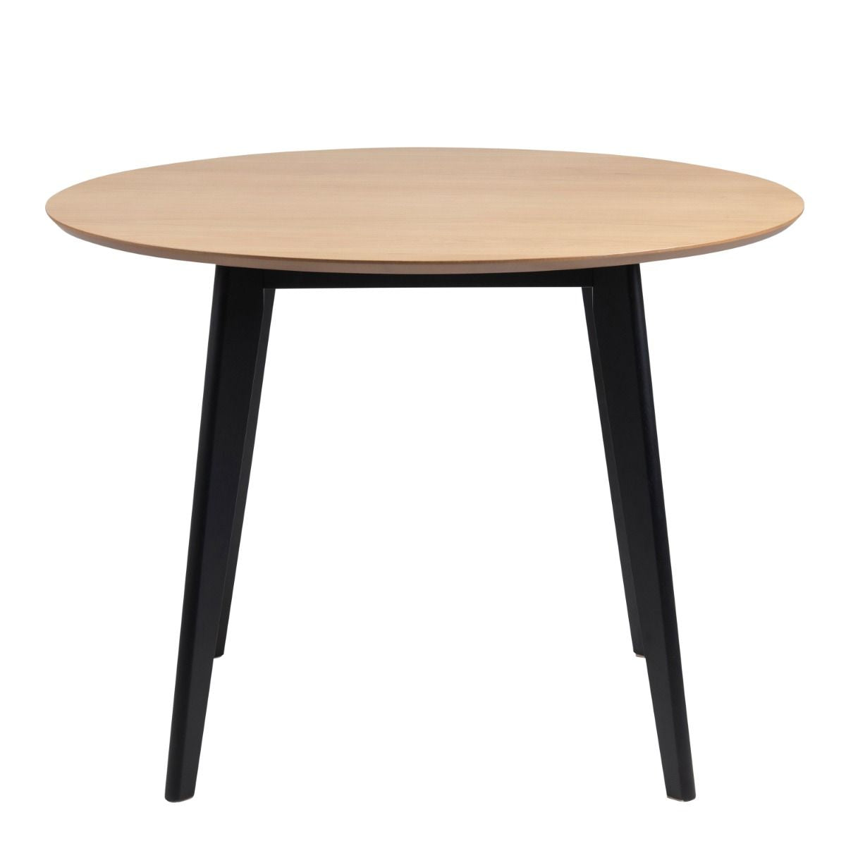 Roxby Round Dining Table in Oak & Black includes 4 Roxby Dining Chairs in Black and Oak
