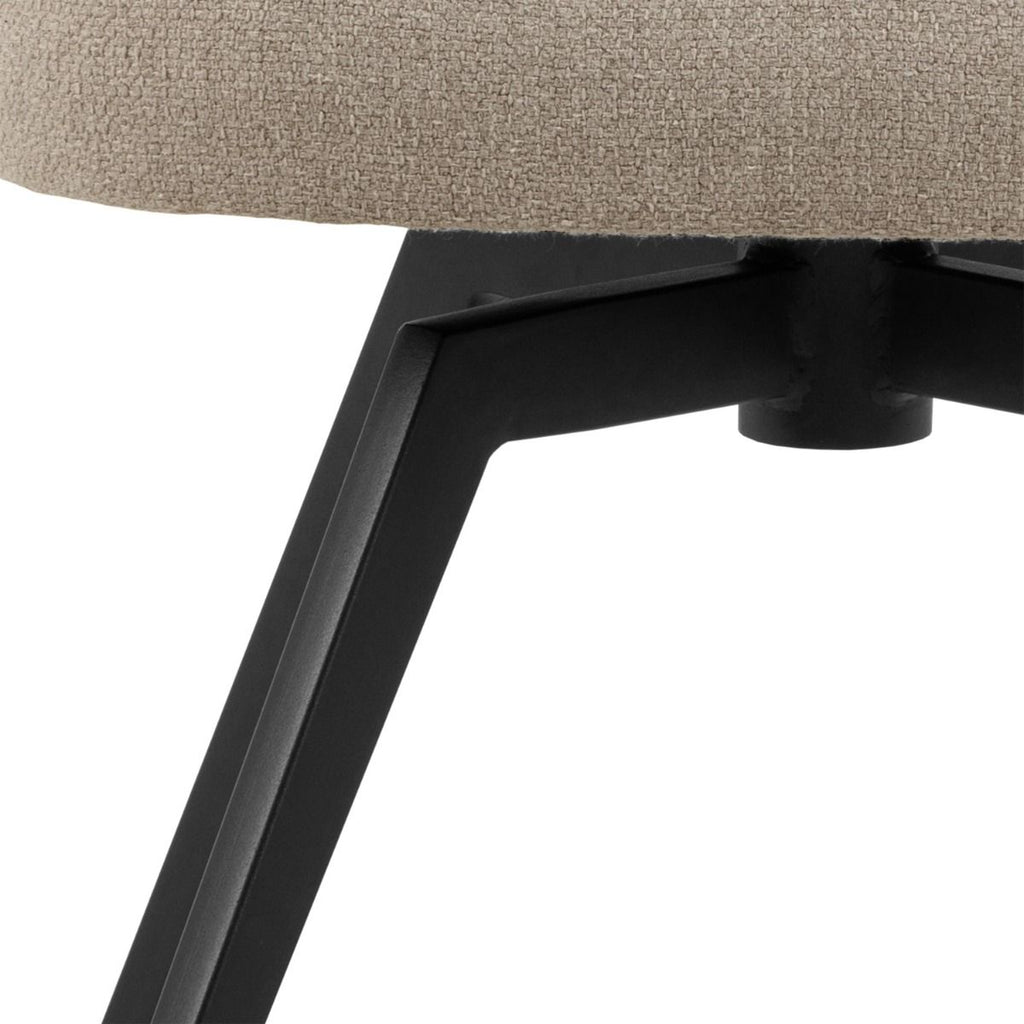 Soli Round Dining Table in Oak/Black 120x75cm includes 4 Darlene Dining Chair includes Armrest and Swivel Function in Beige