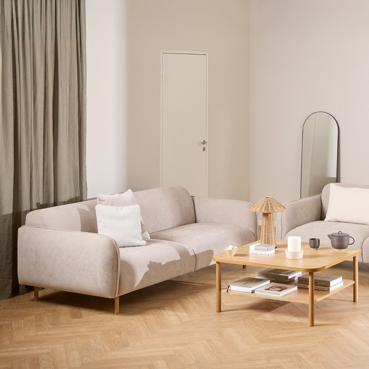 Westham 3 Seater Sofa in Fay Beige Fabric