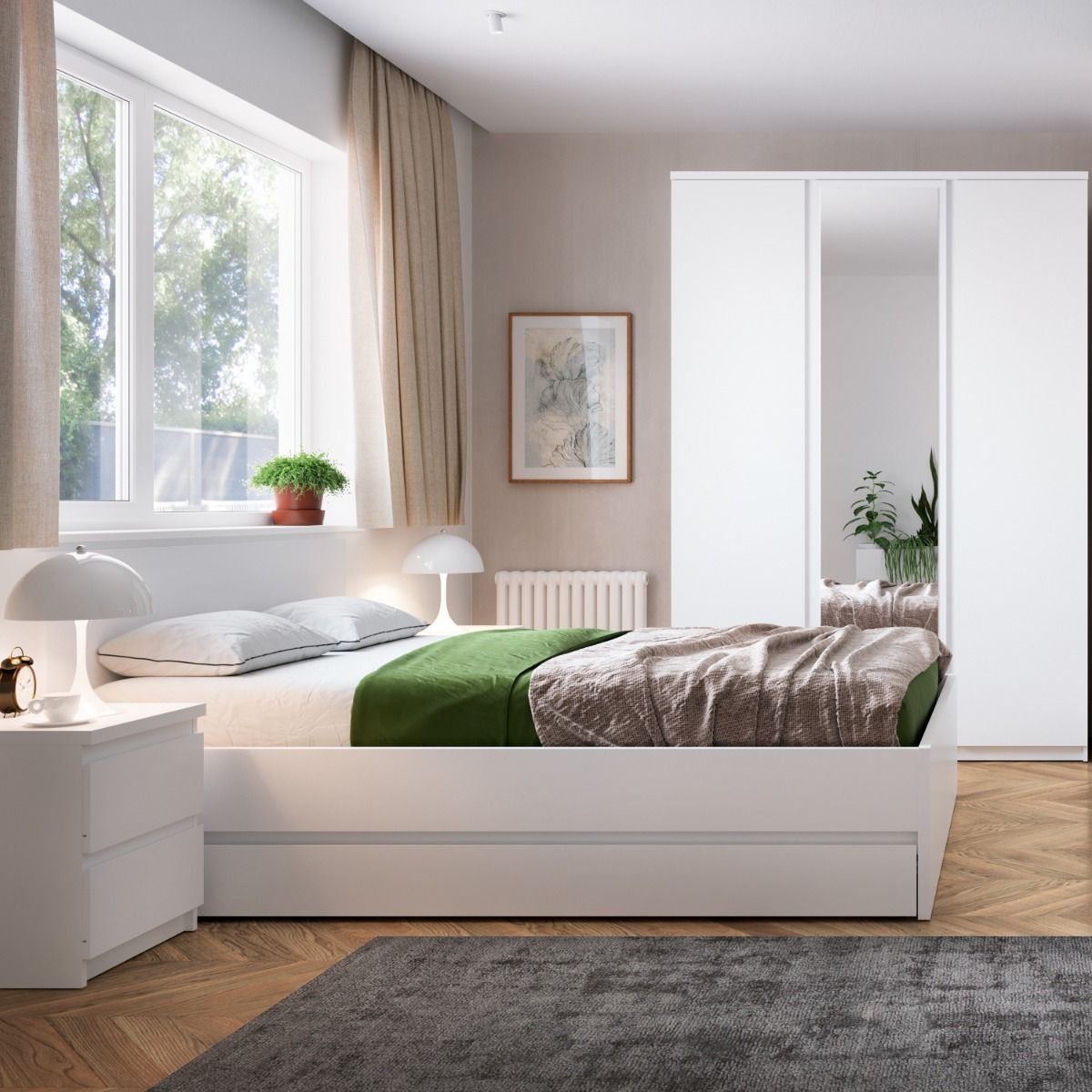 Fribo Bedside Cabinet 2 Drawer