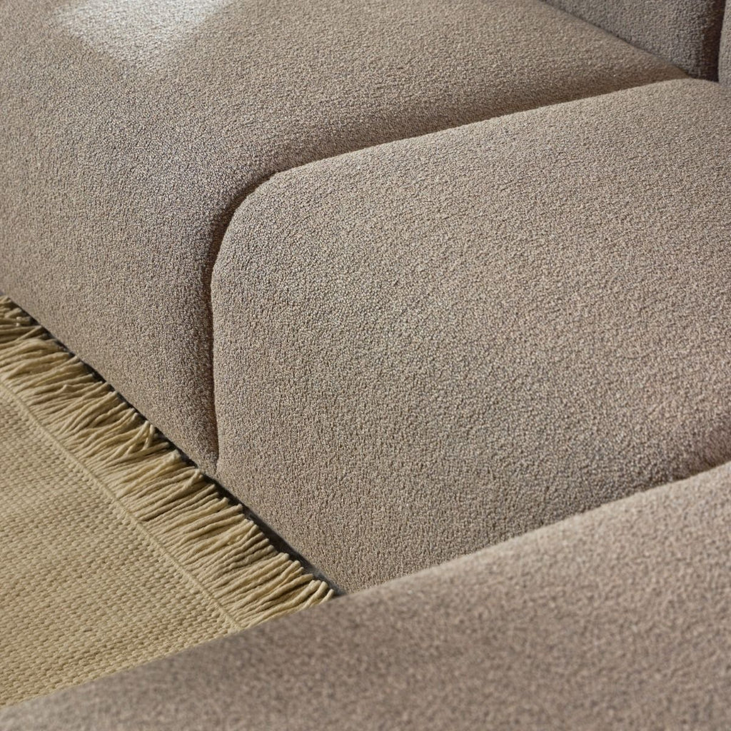 Midfield Right Hand Facing 2 Seater Chaise Longue in Boucle Beige Fabric