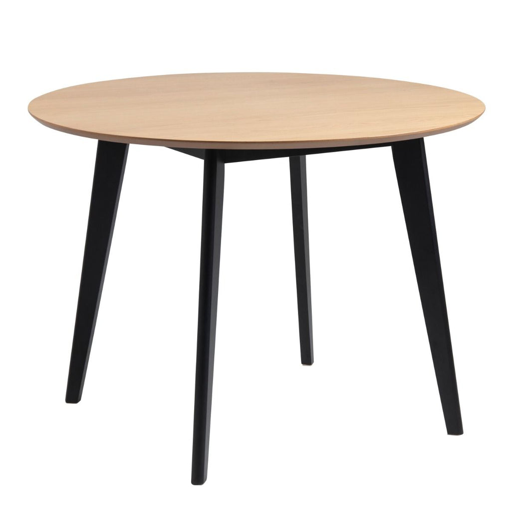 Roxby Round Dining Table in Oak & Black includes 4 Roxby Dining Chairs in Black and Oak