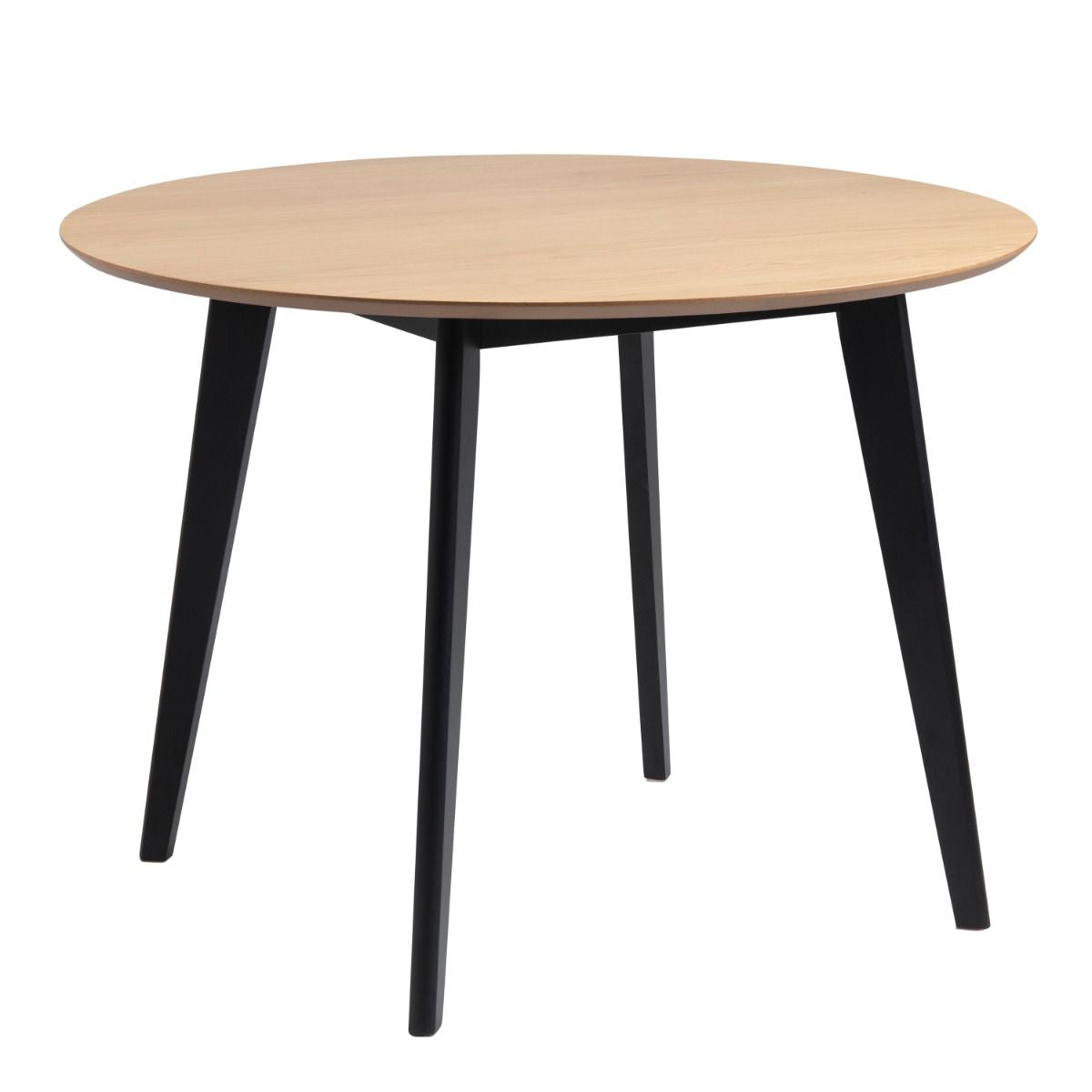 Roxby Round Dining Table in Oak & Black includes 4 Roxby Dining Chairs in Black and Oak