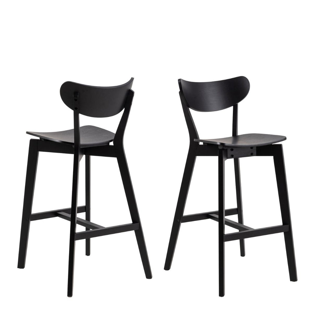 Roxby Bar Table in Black & Oak includes 4 Roxby Bar Stool in Black