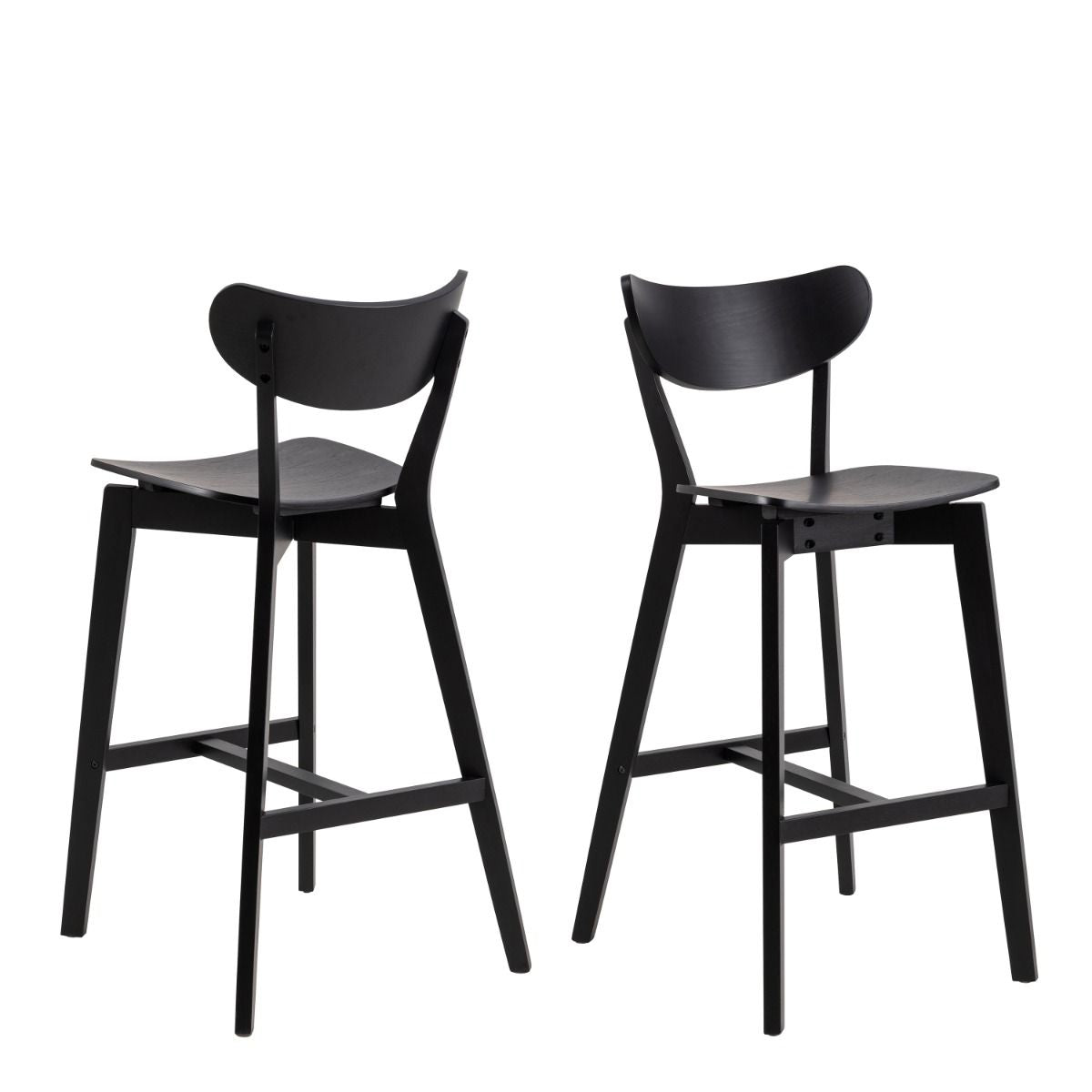 Roxby Bar Table in Black & Oak includes 4 Roxby Bar Stool in Black