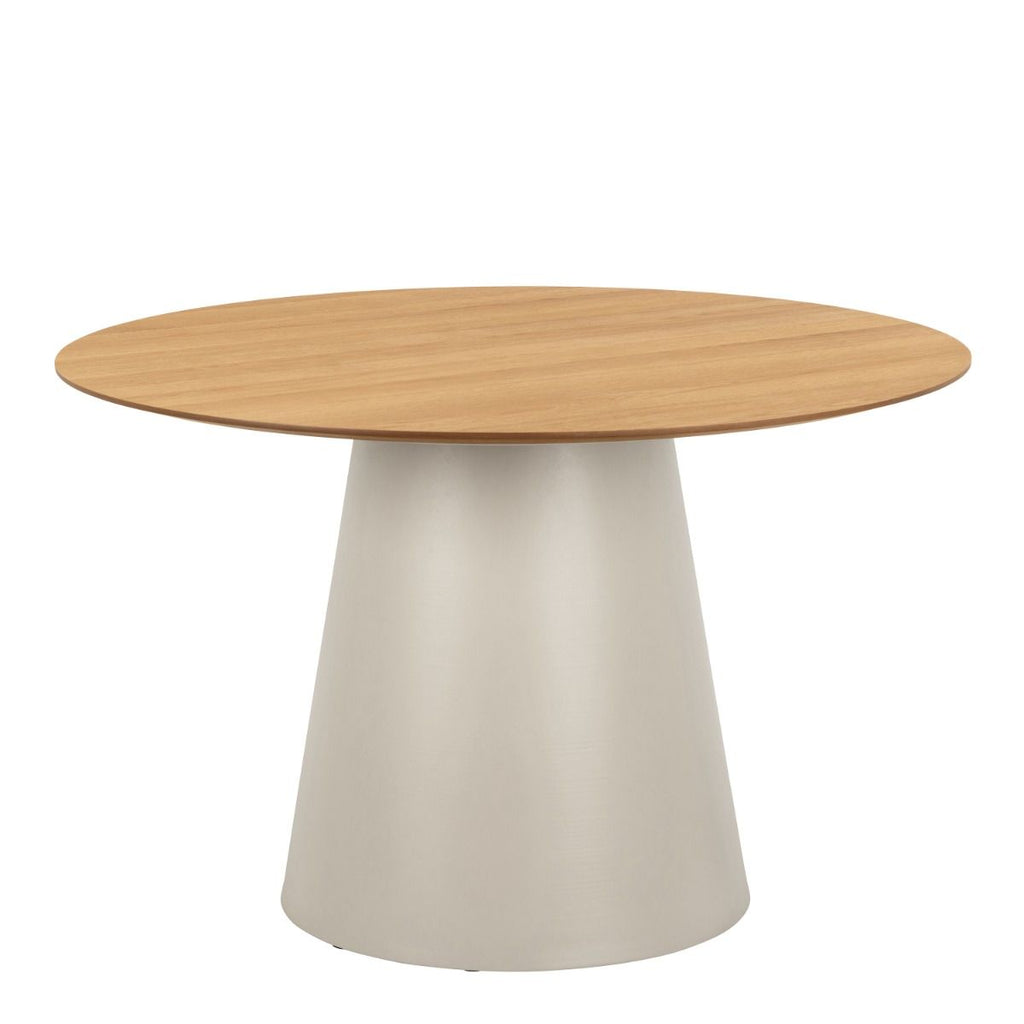 Soli Round Dining Table in Oak/Grey 120x75cm includes 4 Ella Swivel Beige Dining Chair