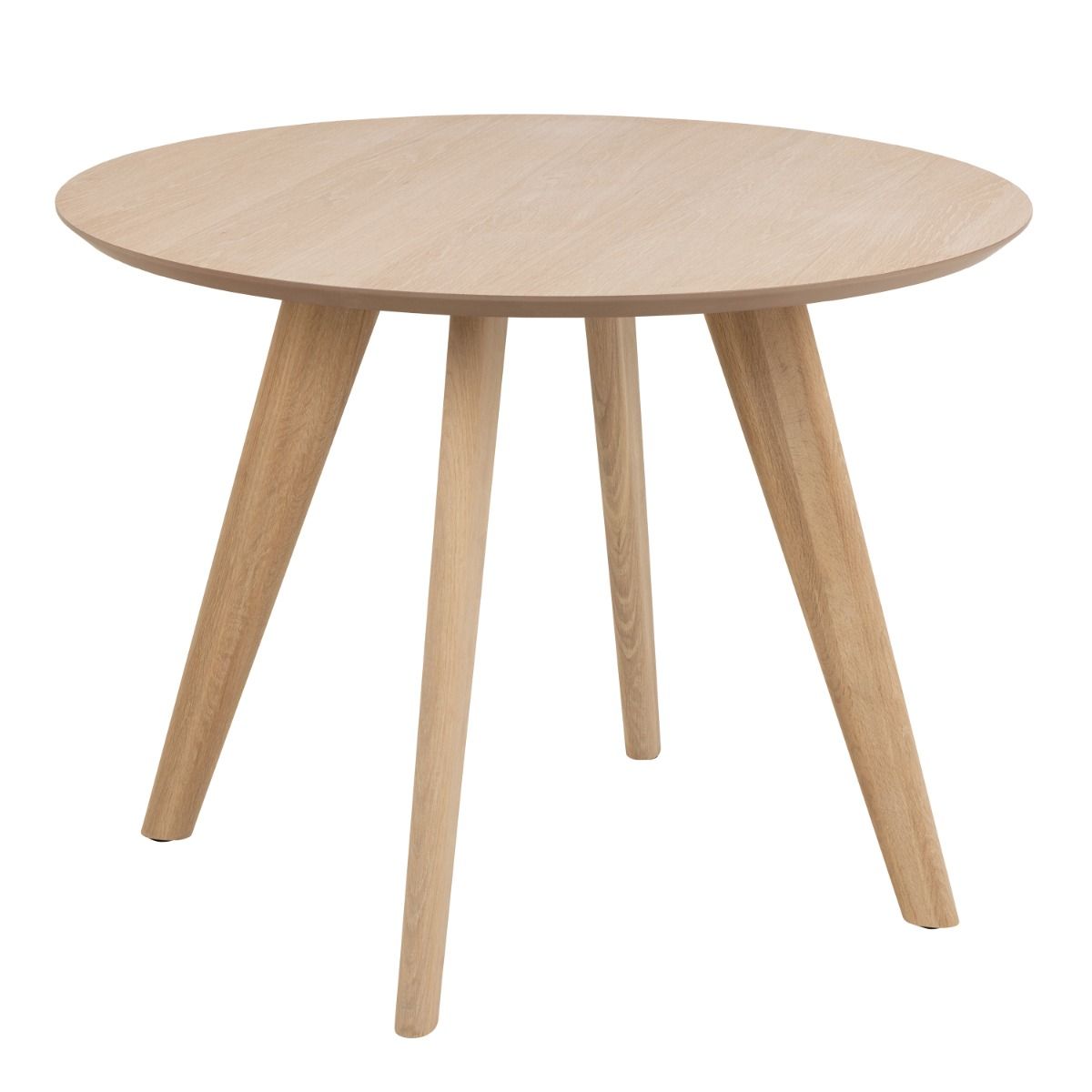 Townsville Round Dining Table in White and Oak 100x75cm includes 4 Batilda Fabric Dining Chairs in Grey/Oak