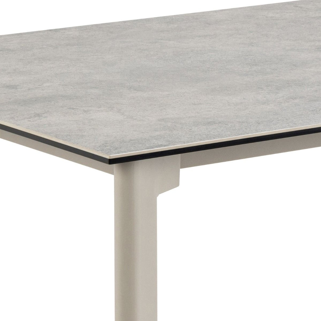 Palermo Ceramic Dining Table in Grey 160x75cm includes 4 Ella Swivel Beige Dining Chair