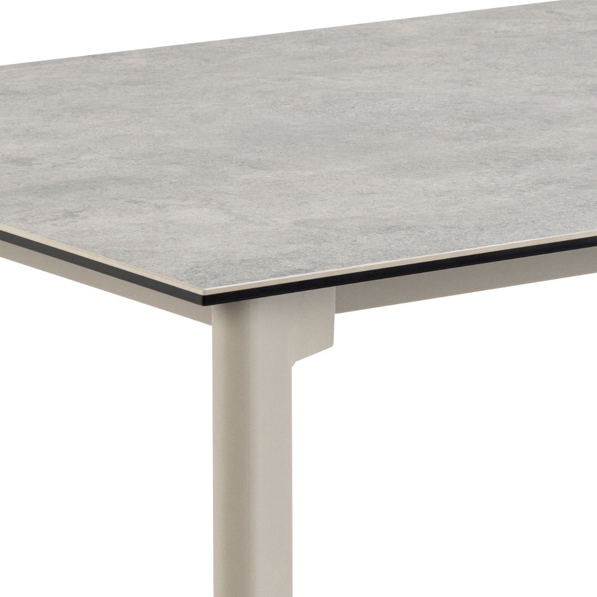 Palermo Ceramic Dining Table in Grey 160x75cm includes 4 Ella Swivel Beige Dining Chair
