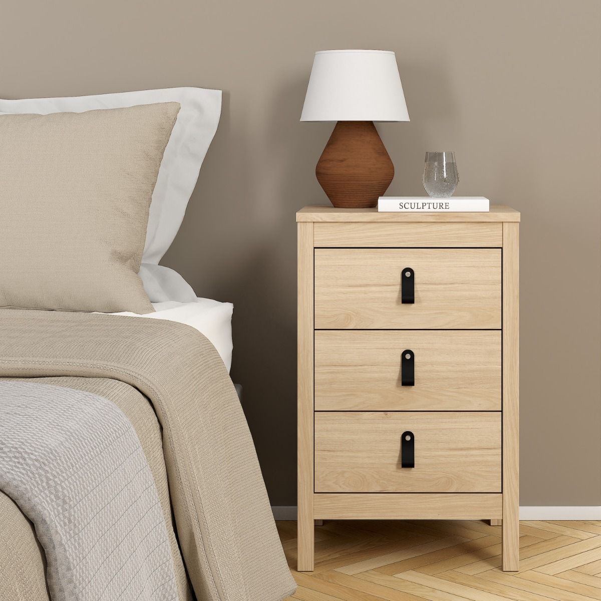 Barcelona Bedside Table 3 Drawers