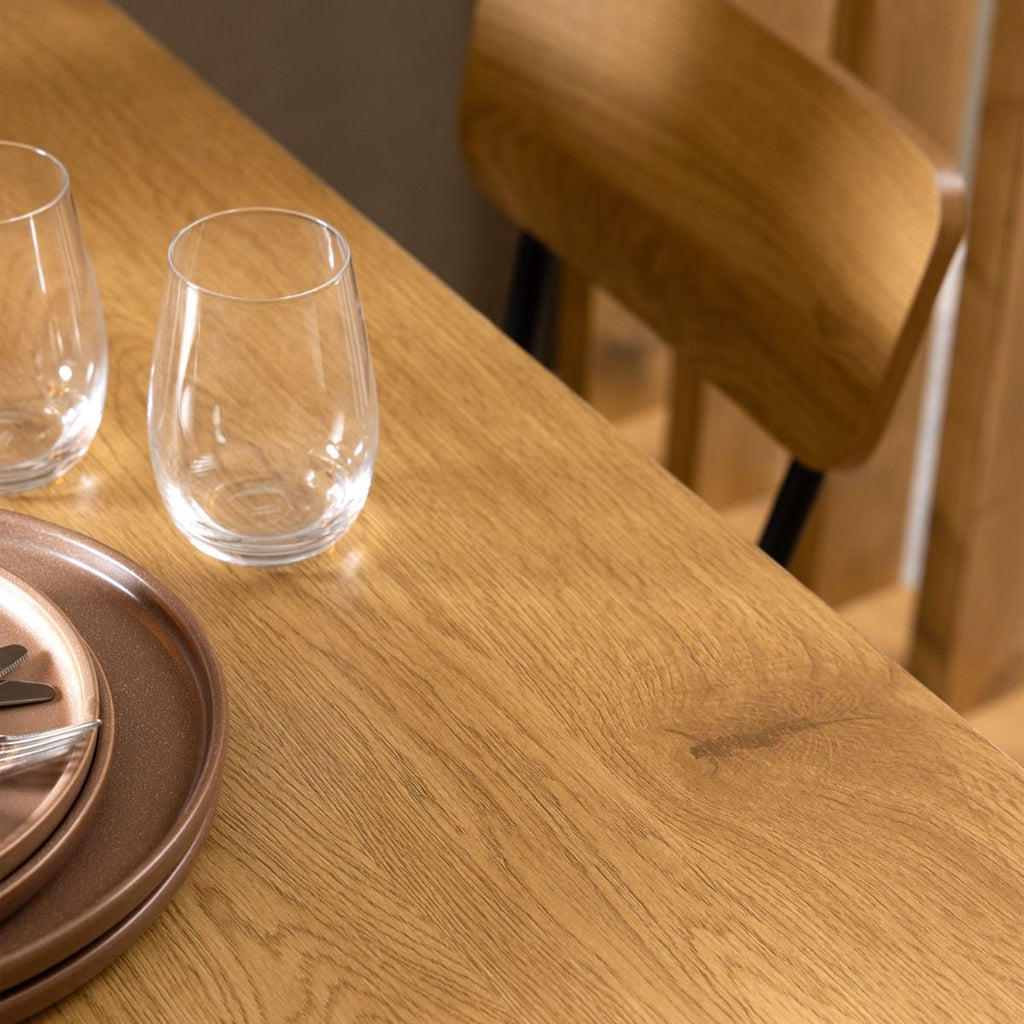 Peru Dining Table in Black and Oak includes 4 Peru Dining Chair in Steel and Oak