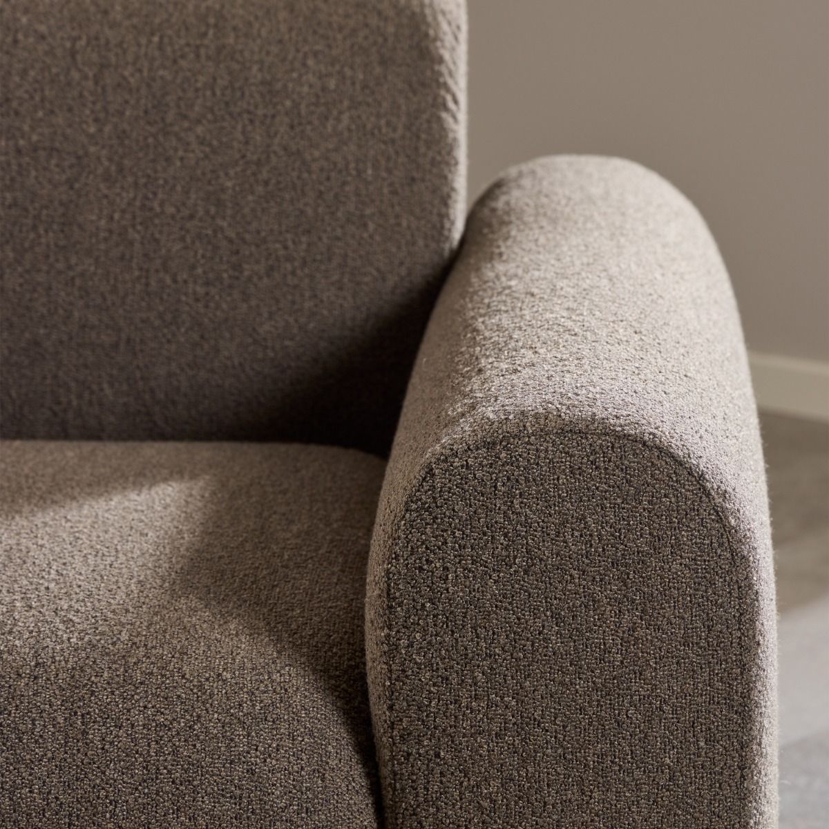 Midfield Left Hand Facing 2 Seater Chaise Longue in Boucle Taupe Fabric