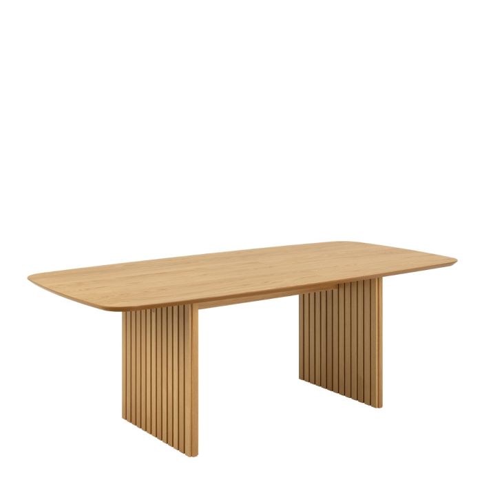 Christo Dining Table in Oak includes 6 Lima Dining Chair includes Armrest in Black