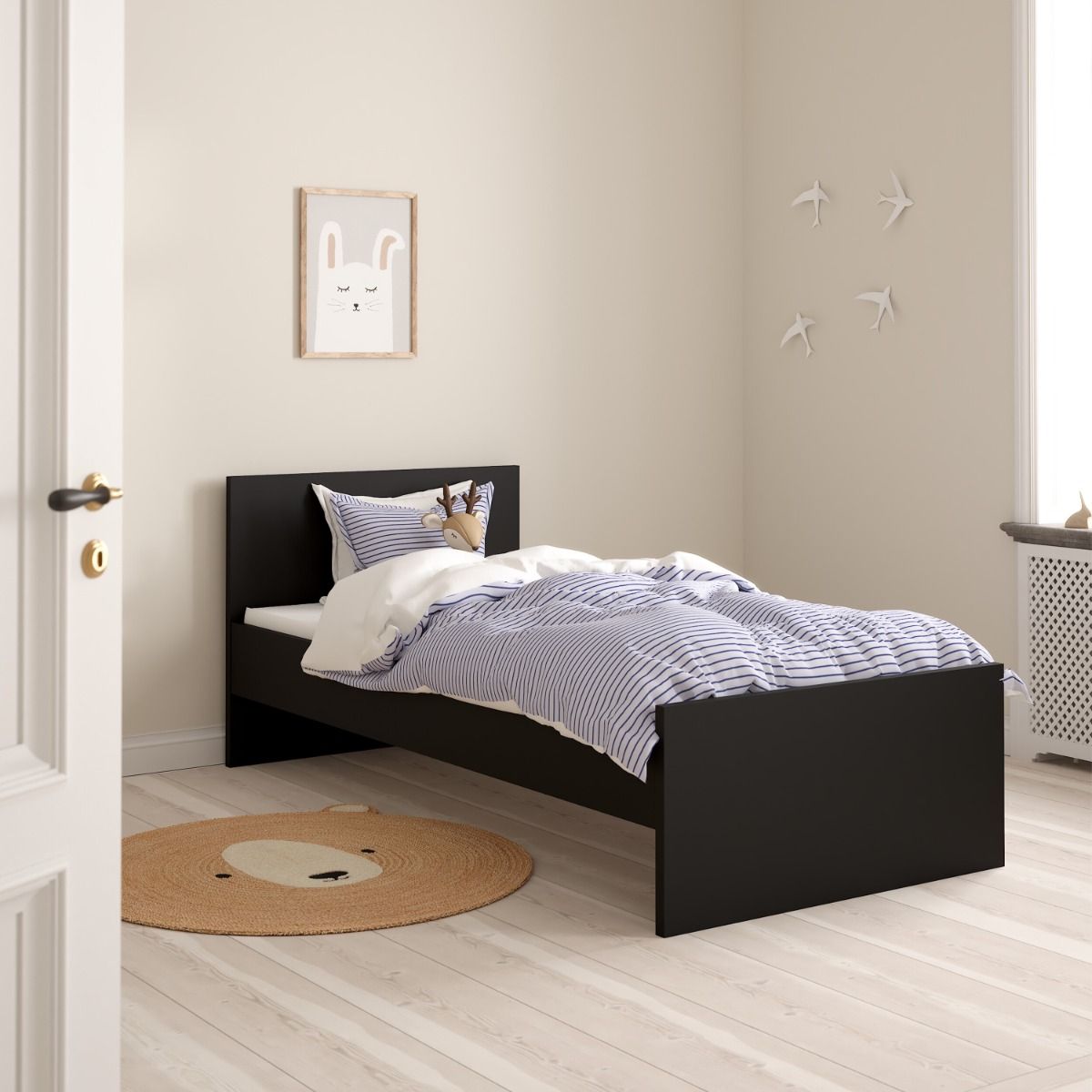 Naia Single Bed 3ft in Black Matt