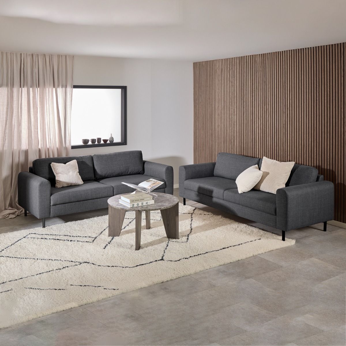 Omaha 3 Seater Sofa in Dark Grey Basel Fabric