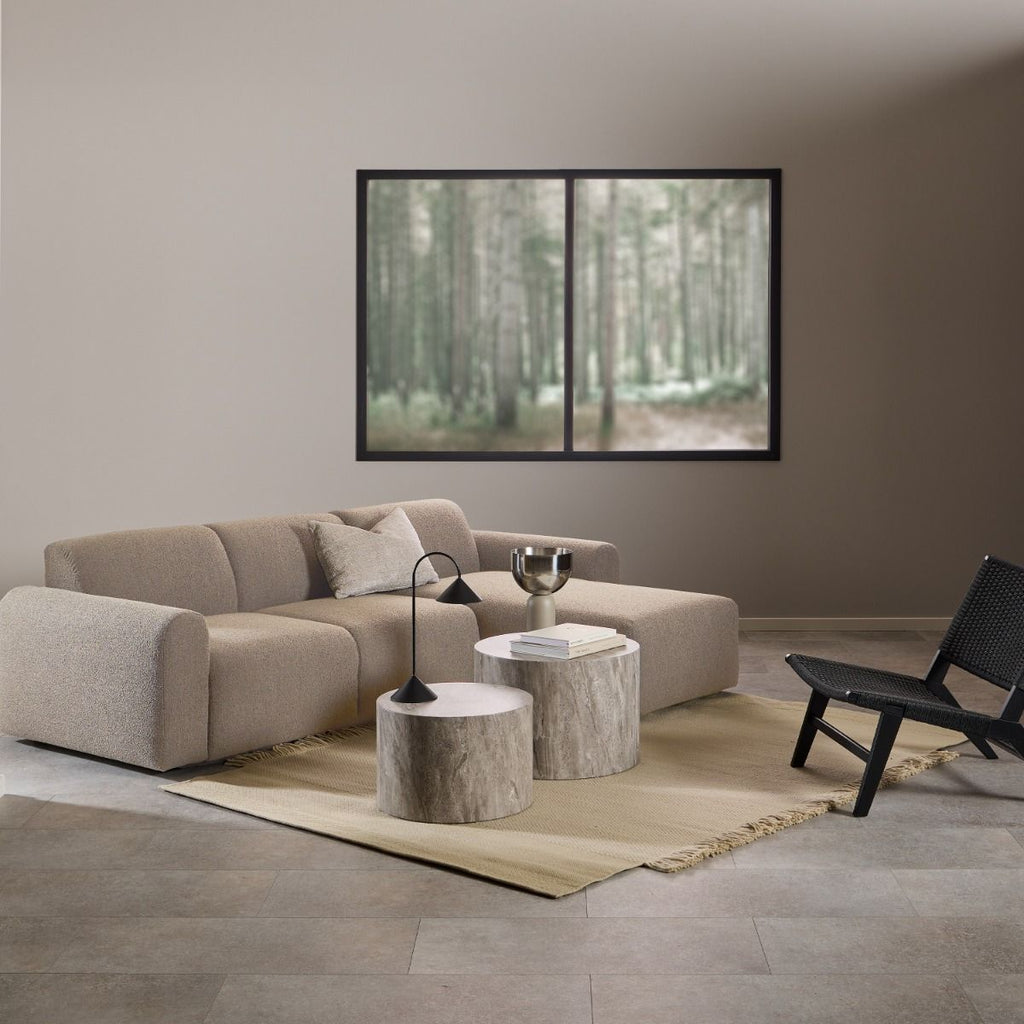 Midfield Right Hand Facing 2 Seater Chaise Longue in Boucle Beige Fabric