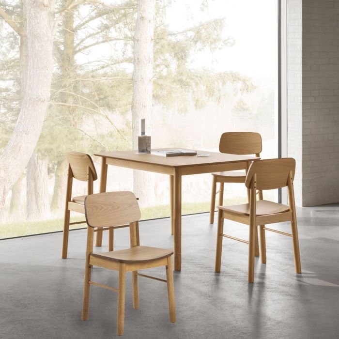 Barlow Rectangular Dining Table in Matt Oak includes 4 Barlow Dining Chair in Matt Oak