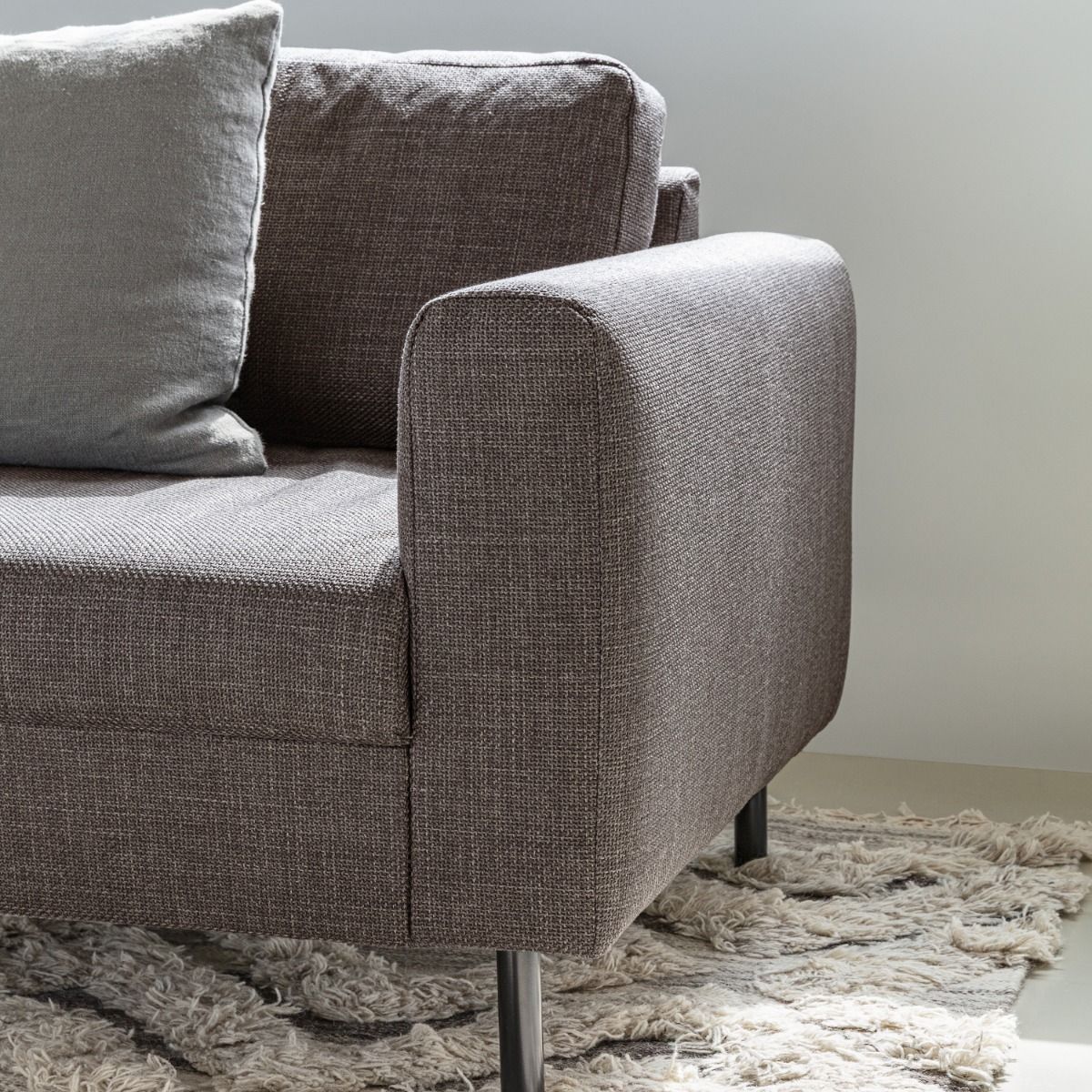 Omaha 2 Seater Sofa in Light Grey Brown Fabric