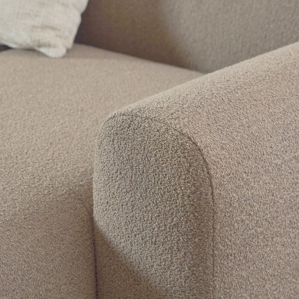 Midfield Right Hand Facing 2 Seater Chaise Longue in Boucle Beige Fabric