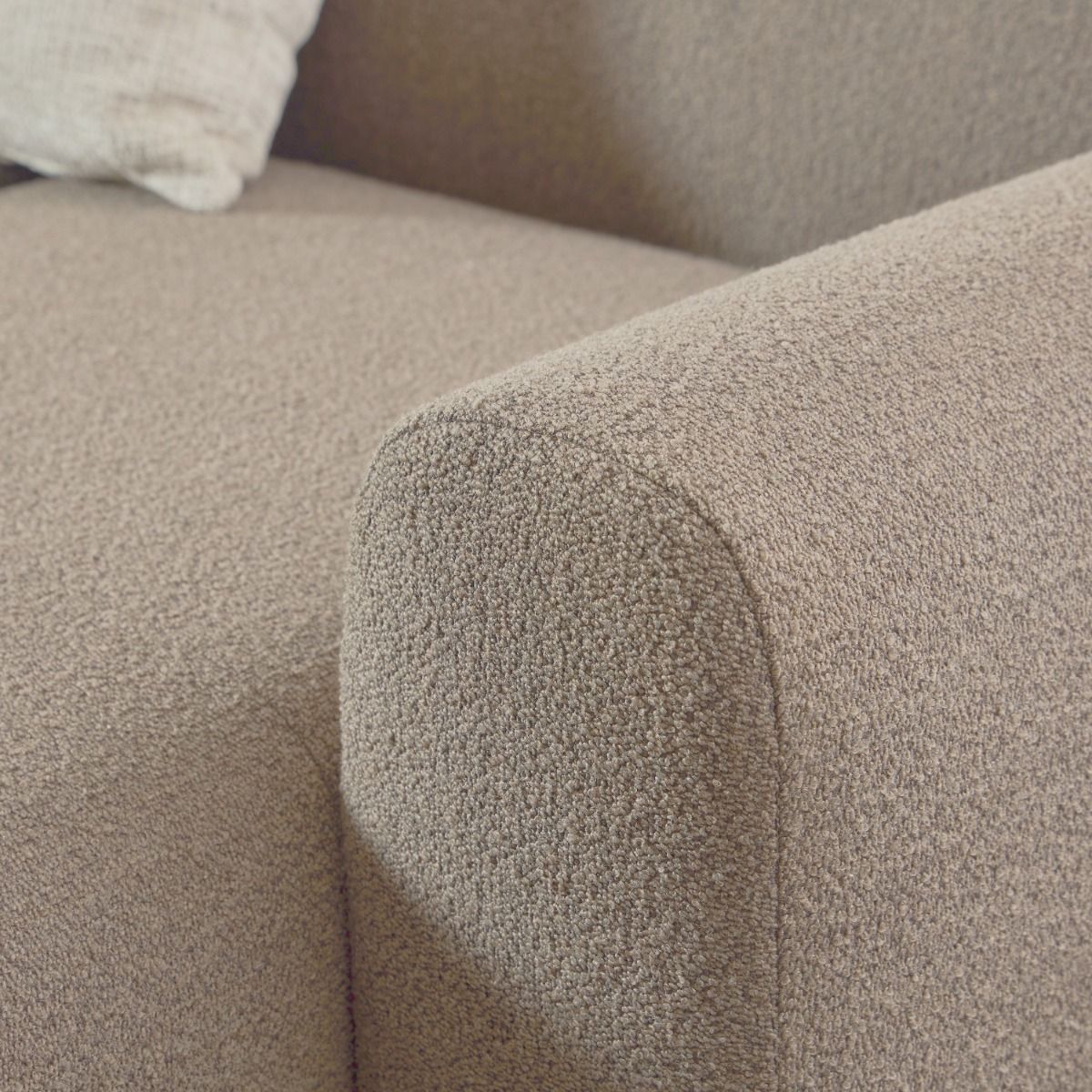 Midfield Right Hand Facing 2 Seater Chaise Longue in Boucle Beige Fabric