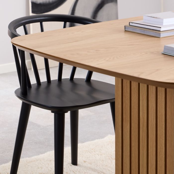 Christo Dining Table in Oak includes 6 Ida Dining Chair in Black