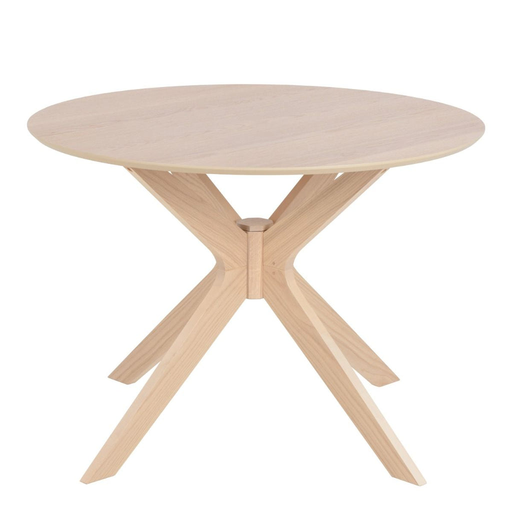 I_Duncan Round Dining Table in White Oak includes 4 Cassandra Dining Chair includes Armrest in White Oak