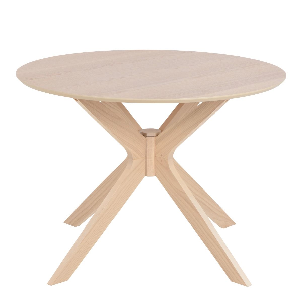 I_Duncan Round Dining Table in White Oak includes 4 Cassandra Dining Chair includes Armrest in White Oak