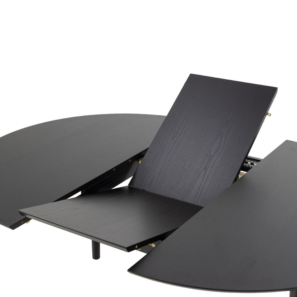 Montreux Round Extending Dining Table in Black 115-154 cm includes 4 Cassandra Dining Chair includes Armrest in Black