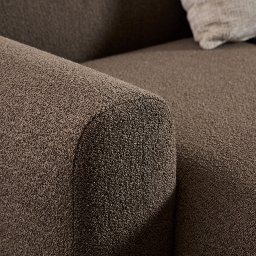 Midfield Left Hand Facing 2 Seater Chaise Longue in Boucle Taupe Fabric