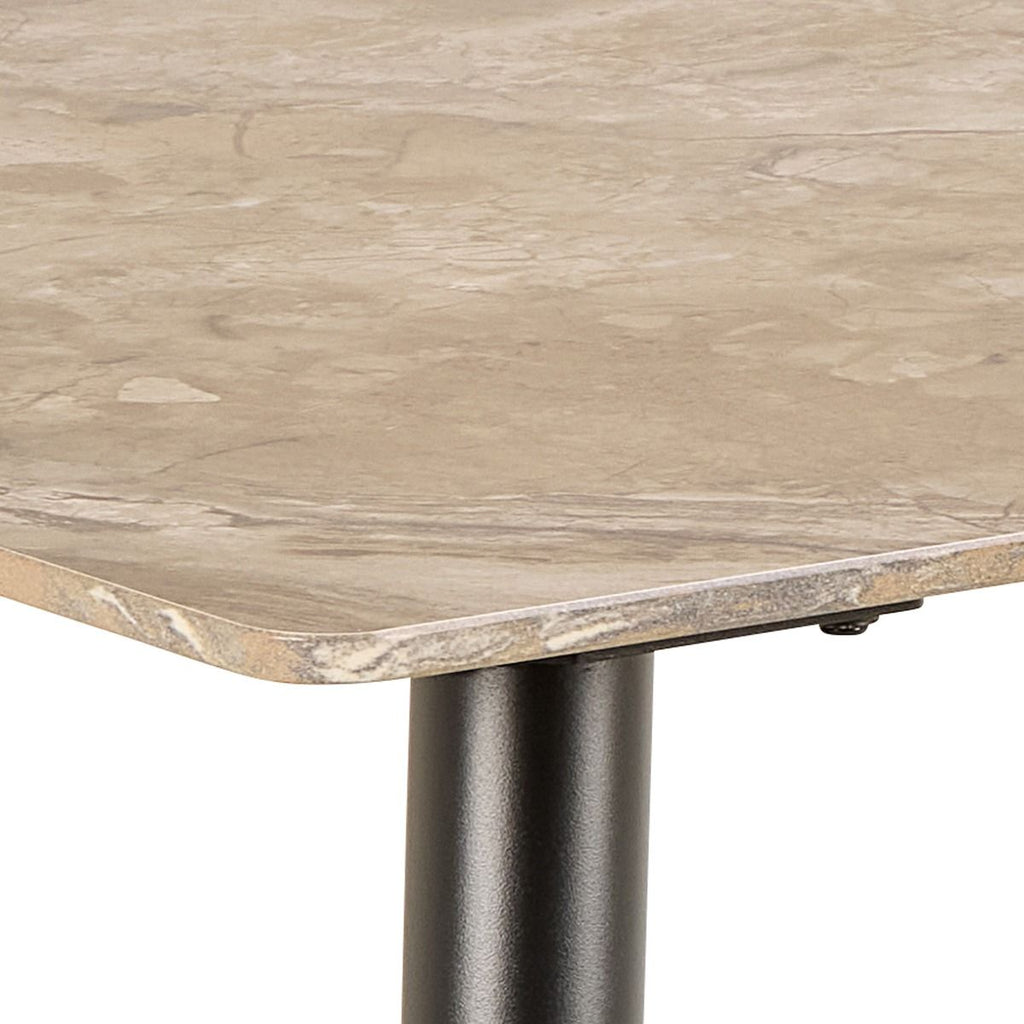 Wicklow Ceramic Dining Table Brown/Black 140x75cm includes 4 Brooke Dining Chair in Taupe