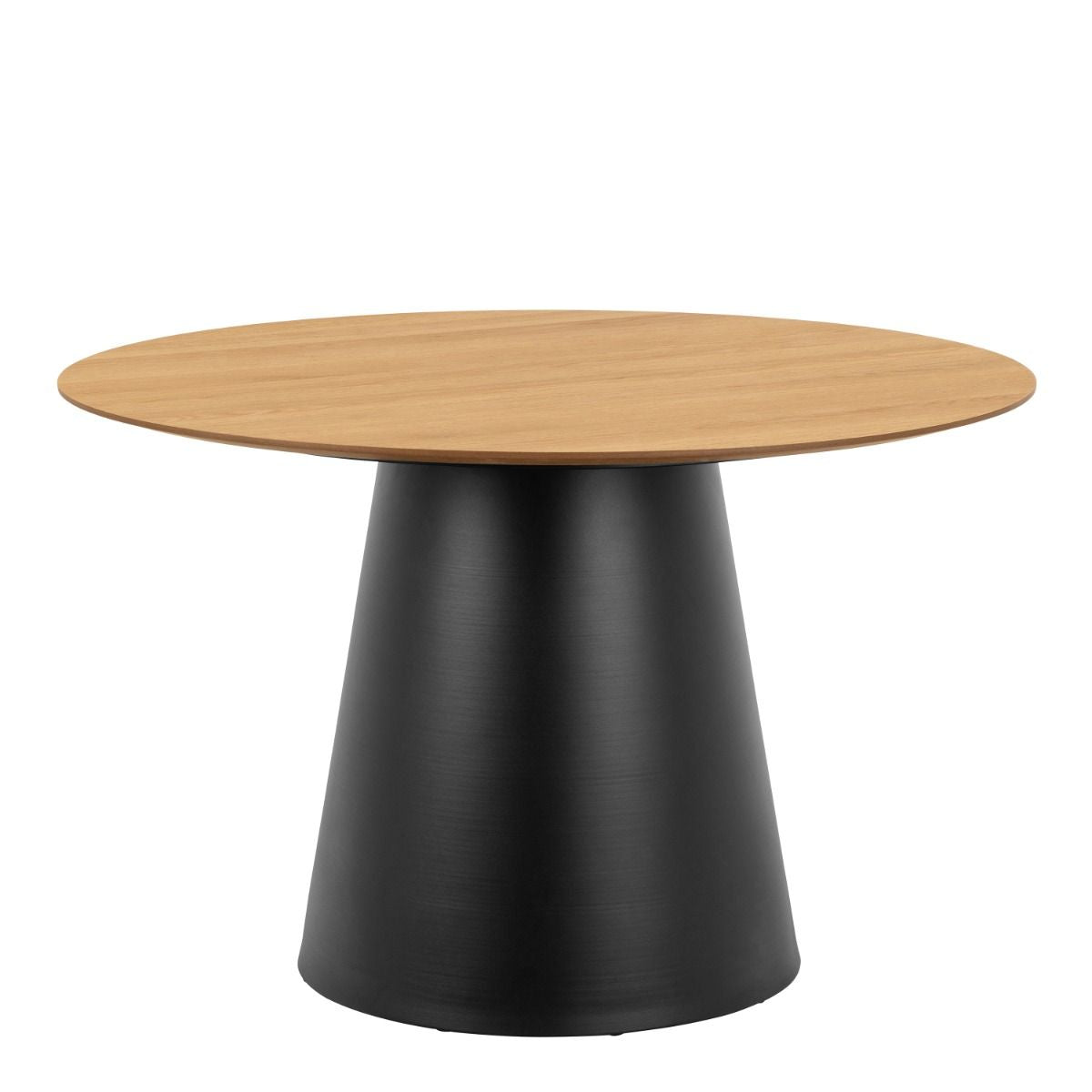 Soli Round Dining Table in Oak/Black 120x75cm includes 4 Darlene Dining Chair includes Armrest and Swivel Function in Beige
