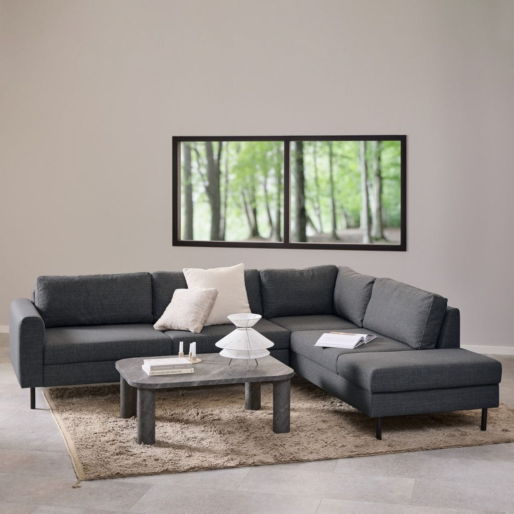 Omaha Right Hand Facing Corner Sofa in Dark Grey Fabric