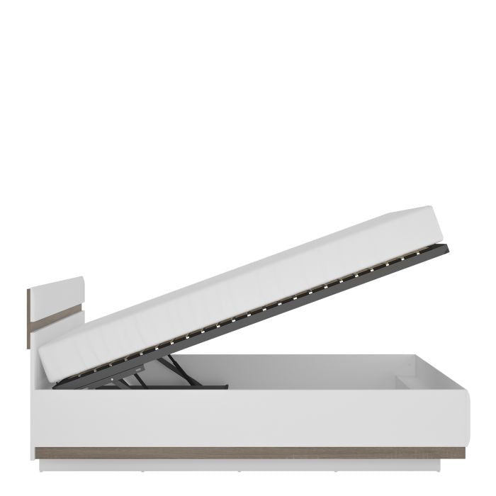 Chelsea Kingsize Bed in White with Oak Trim