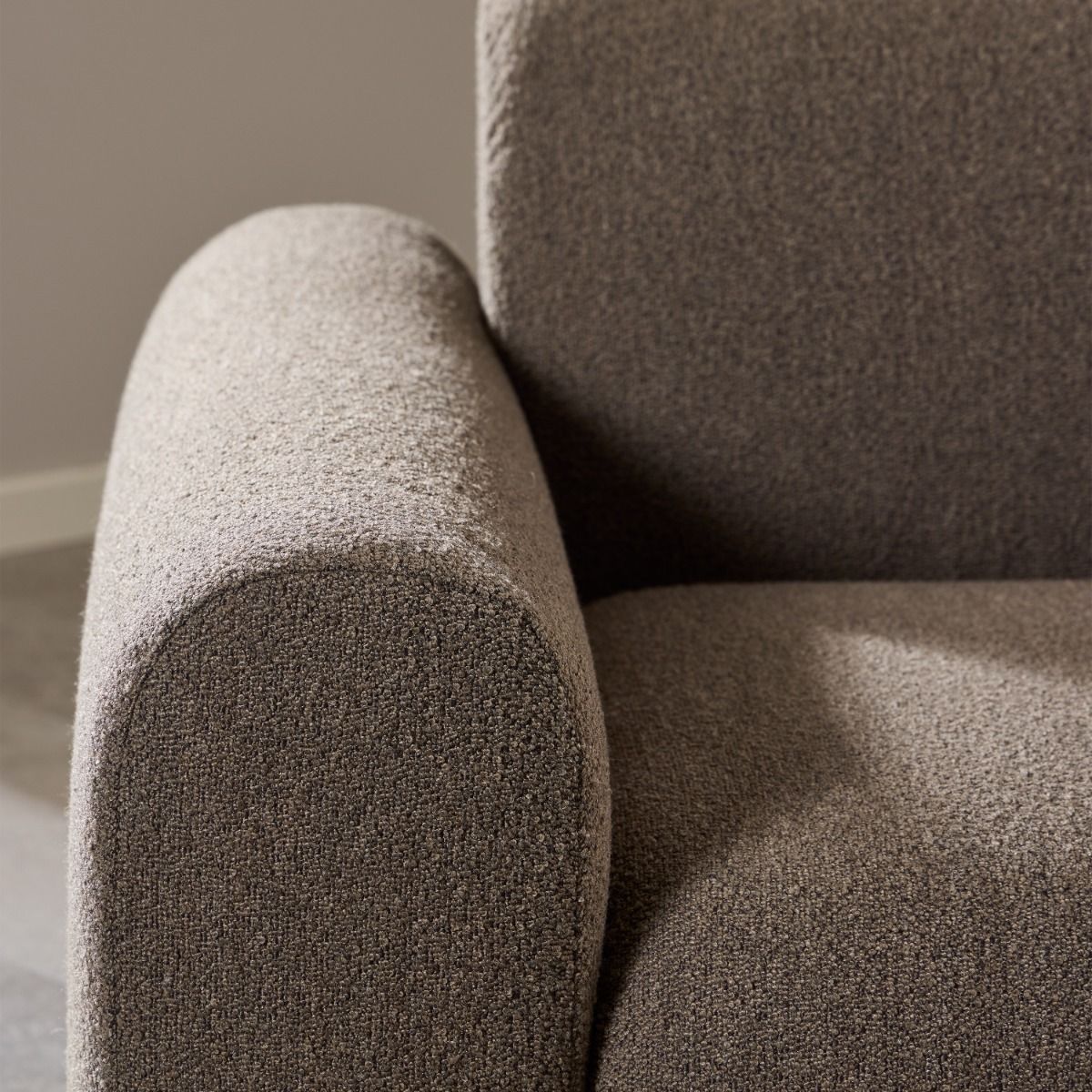 Midfield Right Hand Facing 2 Seater Chaise Longue in Boucle Taupe Fabric