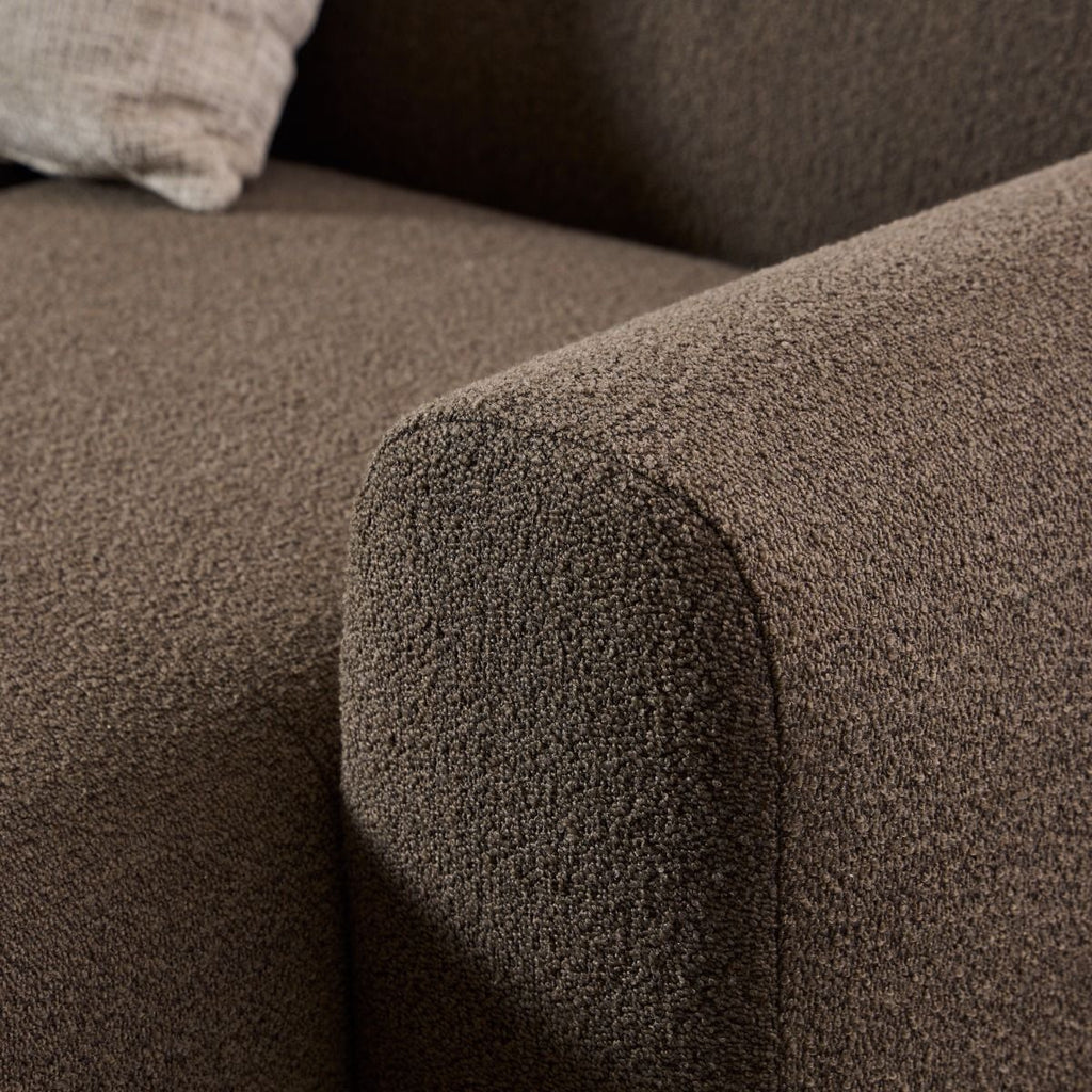 Midfield Right Hand Facing 2 Seater Chaise Longue in Boucle Taupe Fabric